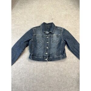 Fubu The Collection Denim Jacket Womens L Stretch Classic Vintage